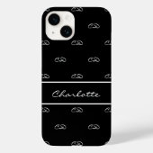 Zwart wit monogram initiaal patroonnaamscript Case-Mate iPhone case (Achterkant)