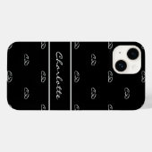Zwart wit monogram initiaal patroonnaamscript Case-Mate iPhone case (Achterkant (horizontaal))