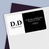 Zwart wit Monogram Initiaal retouradres Etiket