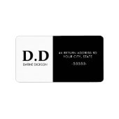 Zwart wit Monogram Initiaal retouradres Etiket (Voorkant)