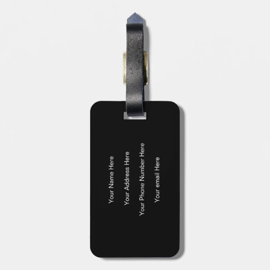 Zwart Wit Monogram Initialen Aangepaste Naam Gift Bagagelabel (Achterkant verticaal)