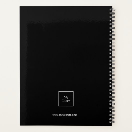 Zwart wit monogram initialen business 2026 planner (Achterkant)