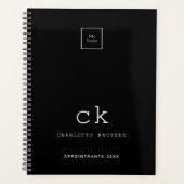 Zwart wit monogram initialen business 2026 planner (Voorkant)