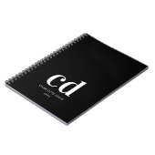 Zwart wit monogram initialen elegant minimalistisc notitieboek (Linkerzijde)