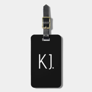 Zwart Wit Monogram Initialen Gift Favor Naam Bagagelabel