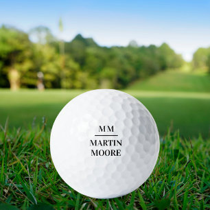 Zwart wit monogram initialen naam minimalistisch golfballen
