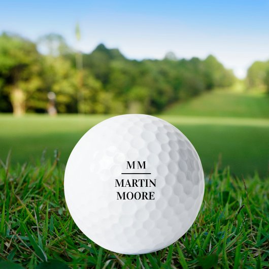 Zwart wit monogram initialen naam minimalistisch golfballen