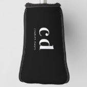 Zwart wit monogram initialen naam minimalistisch golfheadcover (Draai 90)