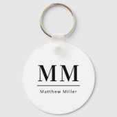 Zwart wit monogram initialen naam minimalistisch sleutelhanger (Achterkant)
