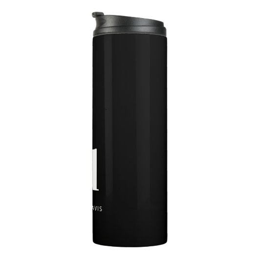 Zwart wit monogram initialen naam minimalistisch thermosbeker (Geroteerd rechts)
