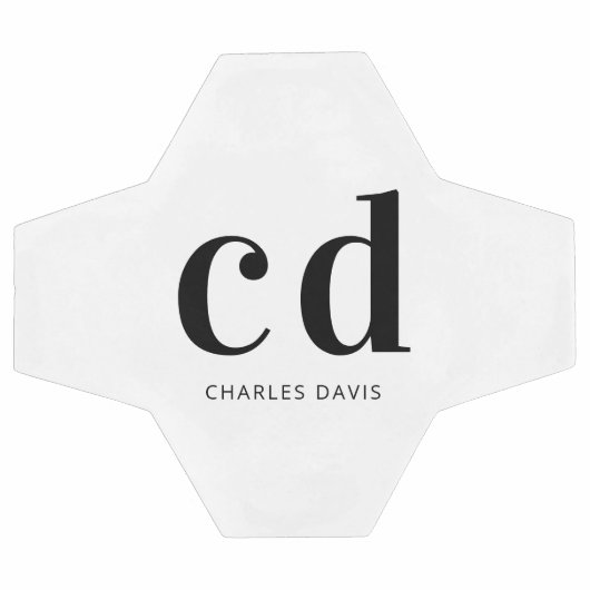 Zwart wit monogram initialen naam minimalistisch voetbal (Enkel)