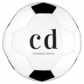 Zwart wit monogram initialen naam minimalistisch voetbal (Voorkant)