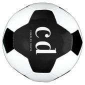 Zwart wit monogram initialen naam minimalistisch voetbal (Gedraaid)