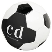 Zwart wit monogram initialen naam minimalistisch voetbal (Drie kwart)