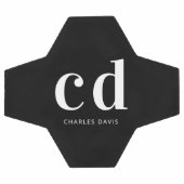 Zwart wit monogram initialen naam minimalistisch voetbal (Enkel)