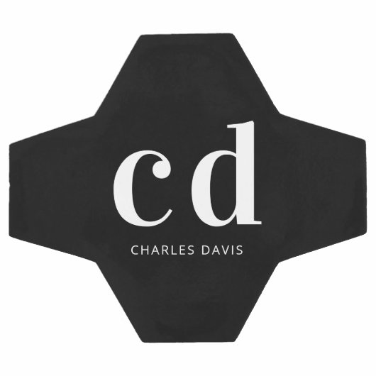 Zwart wit monogram initialen naam minimalistisch voetbal (Enkel)