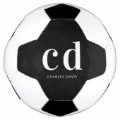 Zwart wit monogram initialen naam minimalistisch voetbal (Voorkant)