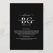 Zwart Wit Monogram Initialen Trouwroute Programmakaart (Voorkant)