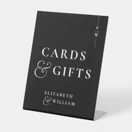 Zwart-wit monogram Kaarten en geschenken Reclamebord Met Voetstuk