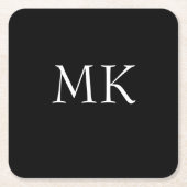 Zwart wit monogram kartonnen onderzetters (Voorkant)