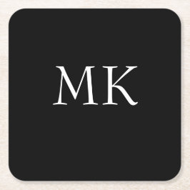 Zwart wit monogram kartonnen onderzetters