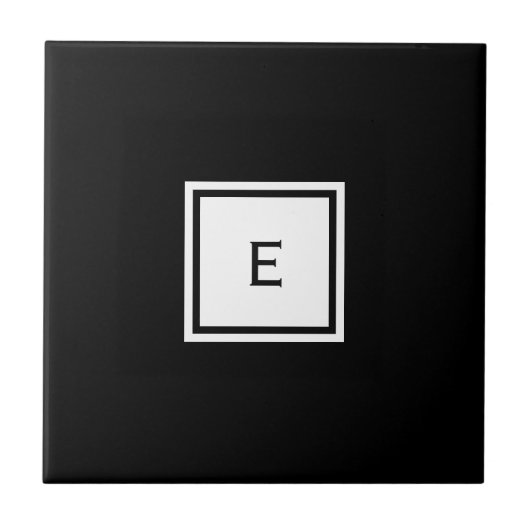  zwart-wit monogram keramische tegel tegeltje (Voorkant)