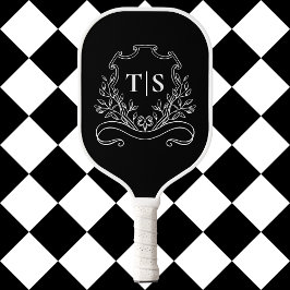 Zwart & Wit Monogram Klassiek Wapen Pickleball Paddle