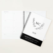 Zwart-wit Monogram Krans 2025 Planner (Display)