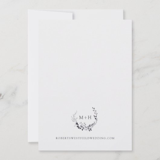 Zwart-wit monogram krans bruiloft kaart (Achterkant)