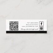 Zwart-wit monogram krans mini visitekaartje (Achterkant)