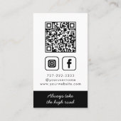 Zwart-wit monogram krans visitekaartje (Achterkant)