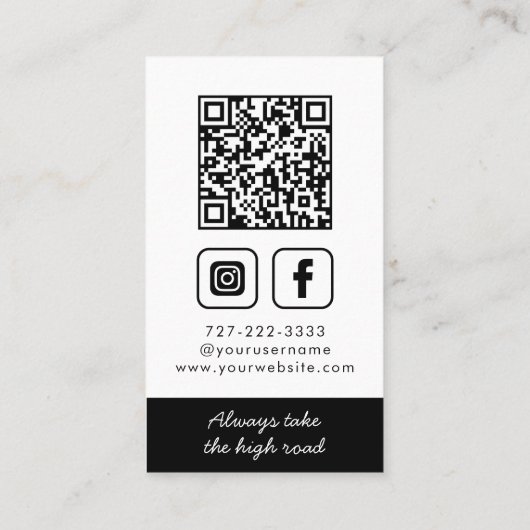 Zwart-wit monogram krans visitekaartje (Achterkant)