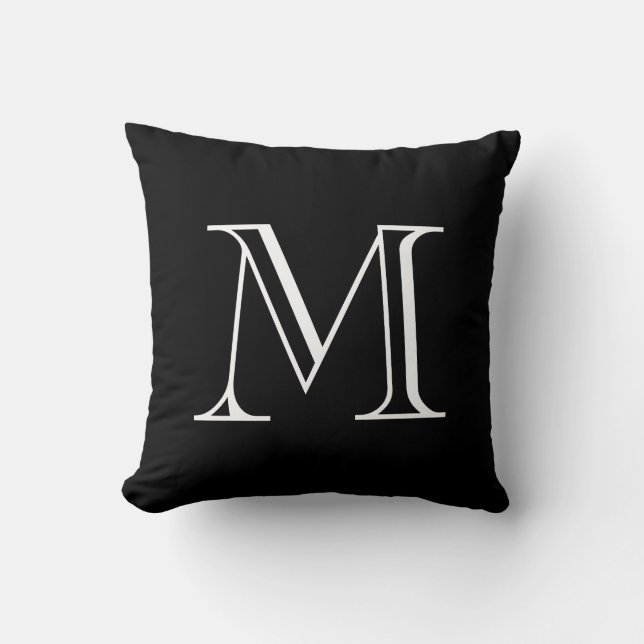 Zwart-wit monogram kussen (Voorkant)