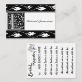 Zwart-wit Monogram L Bruids Registratie Kaart (Voorkant / Achterkant)
