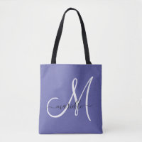 Zwart wit monogram Letter Script Name Periwinkle