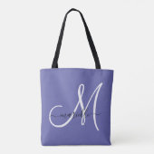 Zwart wit monogram Letter Script Name Periwinkle Tote Bag (Achterkant)