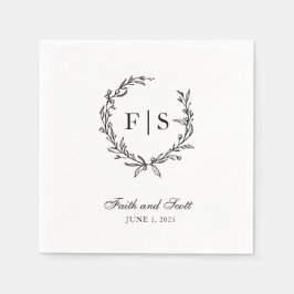 Zwart-wit monogram met afneembaar Napels Servet