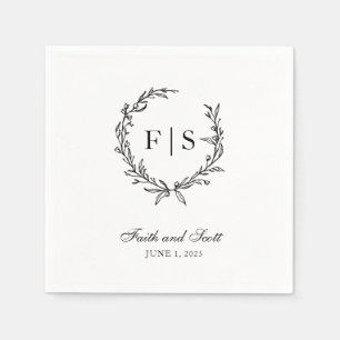 Zwart-wit monogram met afneembaar Napels Servet