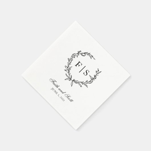 Zwart-wit monogram met afneembaar Napels Servet (Hoek)