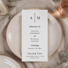 Zwart Wit Monogram Minimaal Huwelijksprogramma