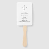 Zwart Wit Monogram Minimaal Huwelijksprogramma Handwaaier (Voorkant)