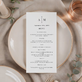 Zwart Wit Monogram Minimaal Huwelijksprogramma Menu