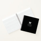 Zwart Wit Monogram Minimaal Modern Design Notitieboek (Binnen)