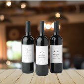 Zwart Wit Monogram Minimale Eenvoudige Grens Huwel Wijn Etiket