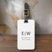 Zwart-wit monogram minimalistisch bagagelabel