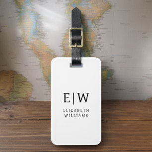 Zwart-wit monogram minimalistisch bagagelabel