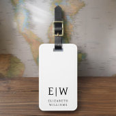 Zwart-wit monogram minimalistisch bagagelabel