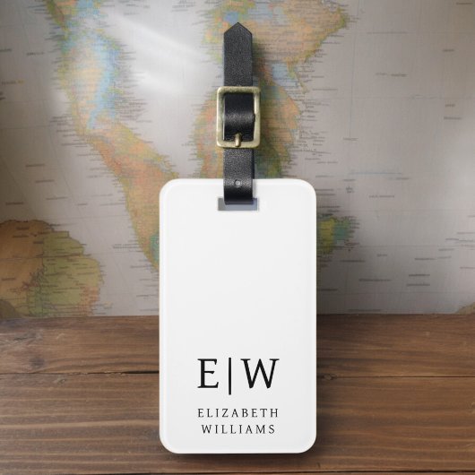 Zwart-wit monogram minimalistisch bagagelabel