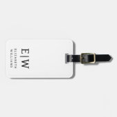 Zwart-wit monogram minimalistisch bagagelabel (Voorkant horizontaal)