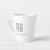Zwart-wit monogram - minimalistisch latte mok (Linkerhoek)